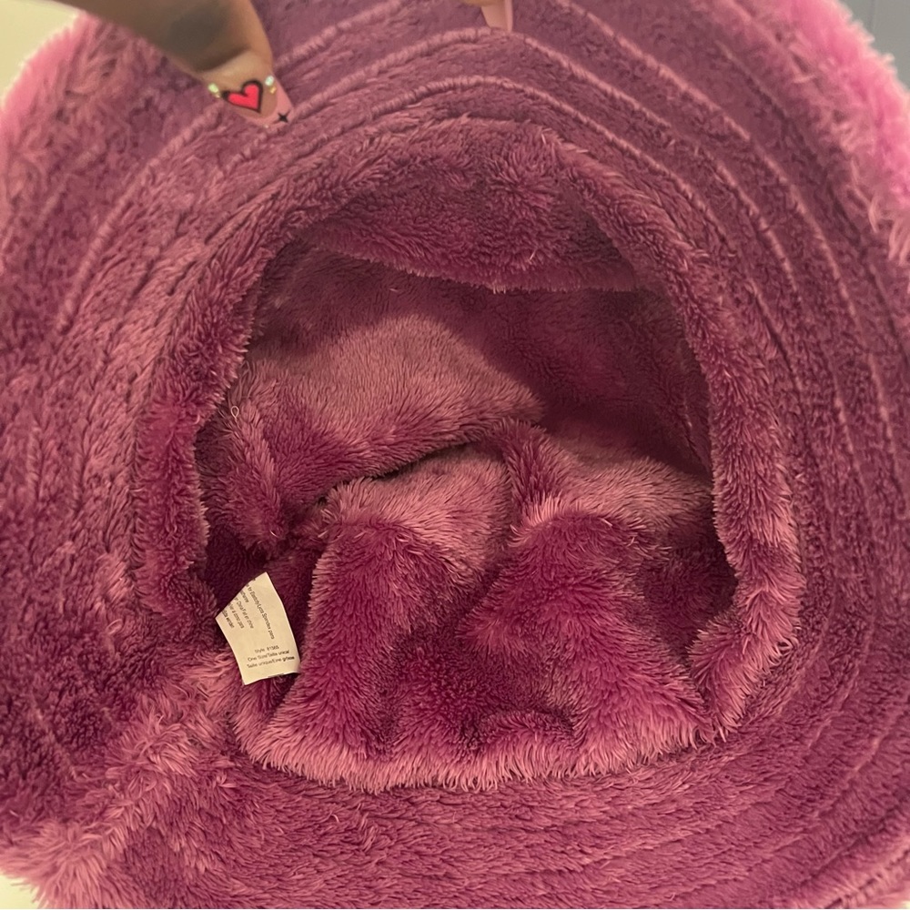 Y2k Mauve Fuzzy Bucket Hat - image 5
